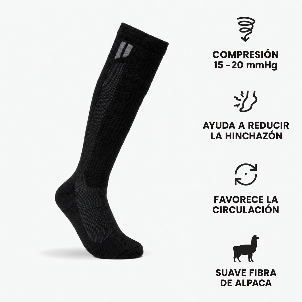 Calcetines de compresión de alpaca